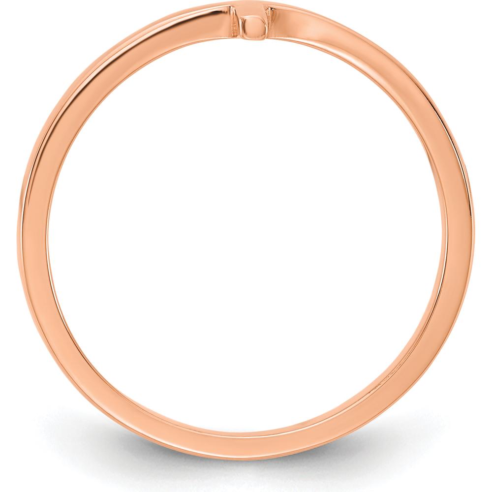 10K Rose Gold Sideways Cross Ring - Polished Finish, Adjustable Size 5-9