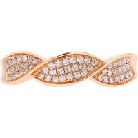 10K Rose Gold Twisted Band with Pave-Set Diamonds - 1/4 Carats Total Diamond Weight