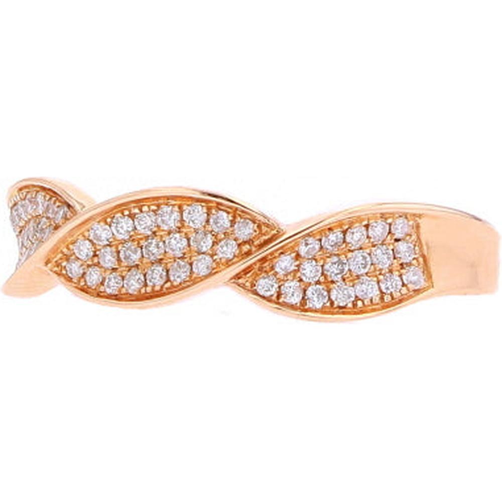 10K Rose Gold Twisted Band with Pave-Set Diamonds - 1/4 Carats Total Diamond Weight