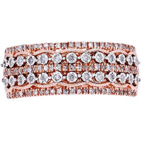 10K Rose Gold Wide Diamond Band with Milgrain Detail - 1/4 Carat Total Diamond Weight