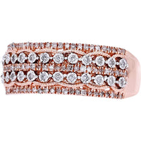 10K Rose Gold Wide Diamond Band with Milgrain Detail - 1/4 Carat Total Diamond Weight