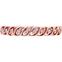 10K Rose Gold Woven Band with Prong-Set Round Diamonds - 0.10 Carat Total Diamond Weight