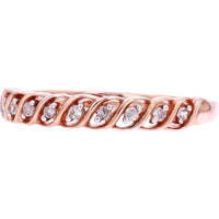 10K Rose Gold Woven Band with Prong-Set Round Diamonds - 0.10 Carat Total Diamond Weight