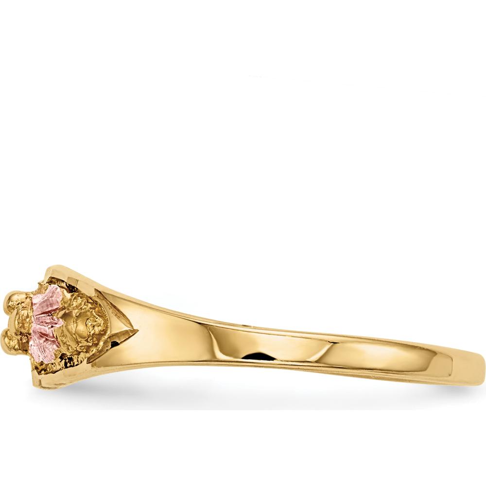 10K Tri-Color Gold Band with Diamond-Cut Detailing and Pink & Green Accents - Resizable Ring