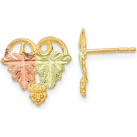 10K Tri-Color Gold Button Earrings with Diamond-Cut Texture - Solid Gold
