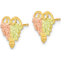10K Tri-Color Gold Button Earrings with Diamond-Cut Texture - Solid Gold