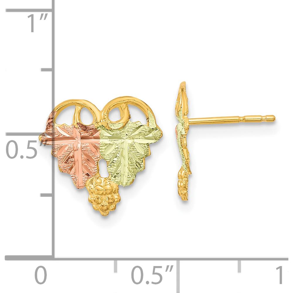 10K Tri-Color Gold Button Earrings with Diamond-Cut Texture - Solid Gold