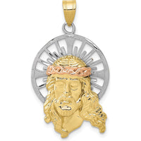 10K Tri-Color Gold Christ Charm with Diamond-cut Finish - Faith-Inspired Pendant