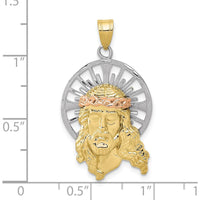 10K Tri-Color Gold Christ Charm with Diamond-cut Finish - Faith-Inspired Pendant