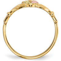 10K Tri-Color Gold Claddagh Ring with Diamond-Cut Accents - Sizeable Band
