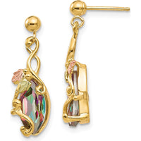 10K Tri-Color Gold Dangle Earrings with Multi-Color Mystic Topaz - 1.0 Carat Total Gem Weight