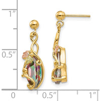 10K Tri-Color Gold Dangle Earrings with Multi-Color Mystic Topaz - 1.0 Carat Total Gem Weight