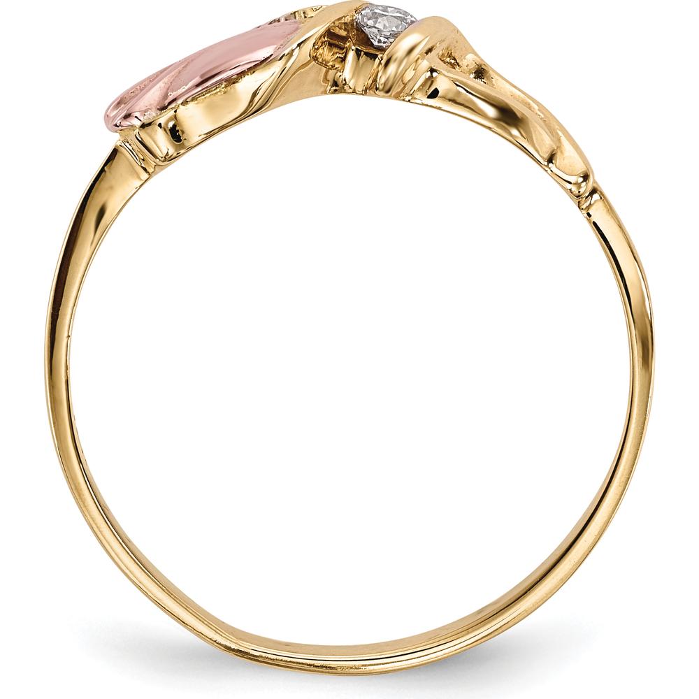10K Tri-Color Gold Diamond Ring with Round Diamond Accent - 0.05 Carat Total Diamond Weight