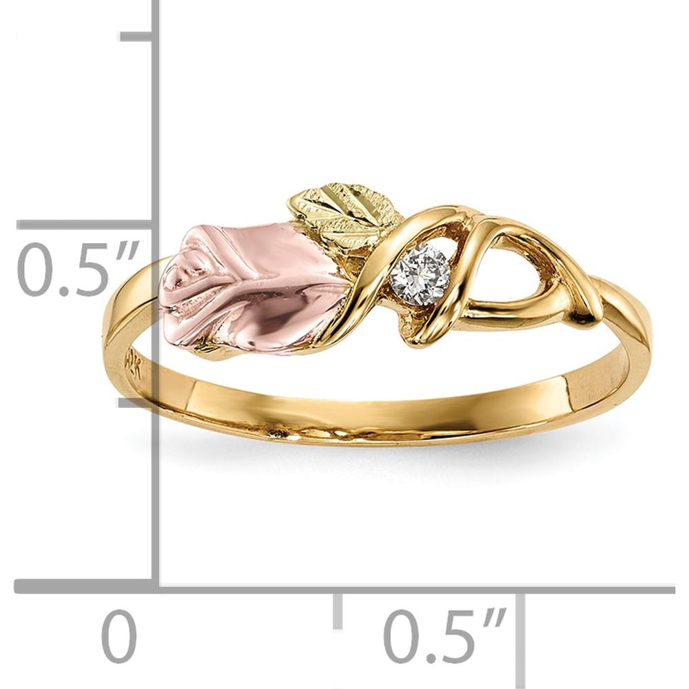 10K Tri-Color Gold Diamond Ring with Round Diamond Accent - 0.05 Carat Total Diamond Weight