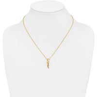 10K Tri-Color Gold Diamond Rose Pendant Necklace - 0.05 Carat Total Diamond Weight