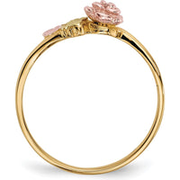 10K Tri-Color Gold Diamond Rose Ring with Natural Round Diamond - 0.02 Carat Total Diamond Weight