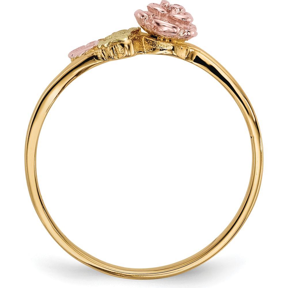 10K Tri-Color Gold Diamond Rose Ring with Natural Round Diamond - 0.02 Carat Total Diamond Weight
