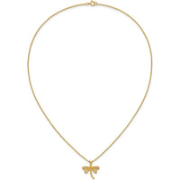 10K Tri-Color Gold Dragonfly Pendant Necklace with Diamond-Cut Detailing
