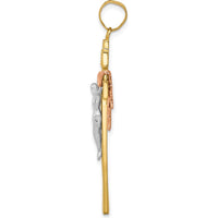 10K Tri-Color Gold Draped INRI Crucifix Pendant - Faithful Symbol of Strength