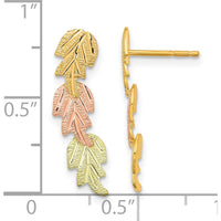 10K Tri-Color Gold Drop Earrings with Diamond-Cut Accents - 21.11mm Length