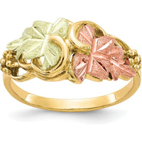 10K Tri-Color Gold Flower Ring with Gold Finish - Polished Design