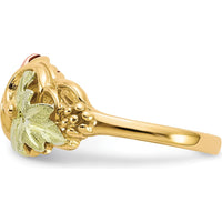 10K Tri-Color Gold Flower Ring with Gold Finish - Polished Design