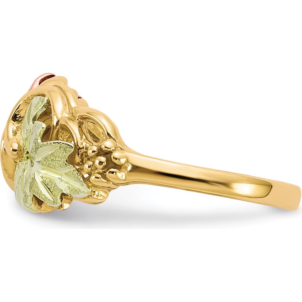 10K Tri-Color Gold Flower Ring with Gold Finish - Polished Design