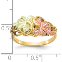 10K Tri-Color Gold Flower Ring with Gold Finish - Polished Design