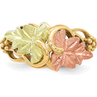 10K Tri-Color Gold Flower Ring with Gold Finish - Polished Design
