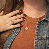 10K Tri-Color Gold Flower Ring with Gold Finish - Polished Design