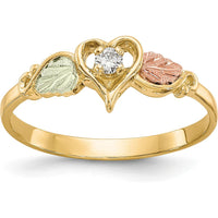 10K Tri-Color Gold Heart Ring with 0.050 Carat Natural Diamond Accent