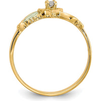 10K Tri-Color Gold Heart Ring with 0.050 Carat Natural Diamond Accent