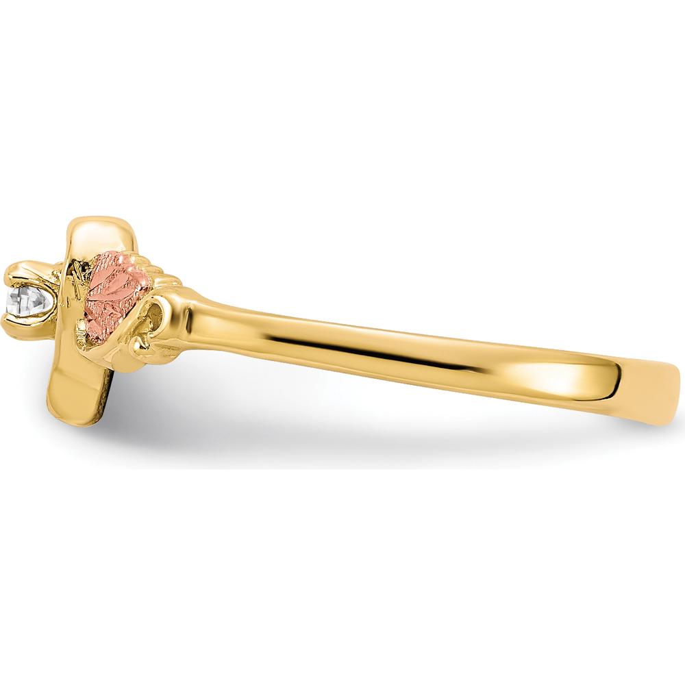 10K Tri-Color Gold Heart Ring with 0.050 Carat Natural Diamond Accent