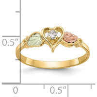 10K Tri-Color Gold Heart Ring with 0.050 Carat Natural Diamond Accent