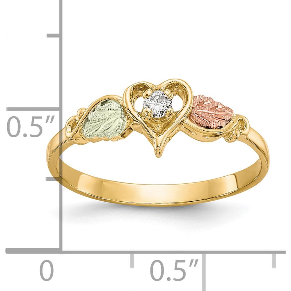 10K Tri-Color Gold Heart Ring with 0.050 Carat Natural Diamond Accent