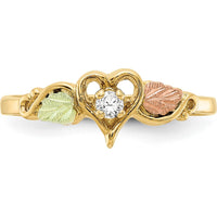 10K Tri-Color Gold Heart Ring with 0.050 Carat Natural Diamond Accent