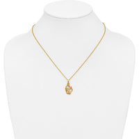 10K Tri-Color Gold Hummingbird Pendant Necklace with Floral Detailing