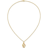 10K Tri-Color Gold Hummingbird Pendant Necklace with Floral Detailing