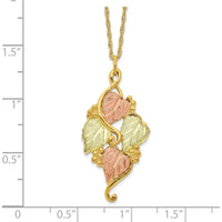 10K Tri-Color Gold Leaf Pendant Necklace with Textured Detailing
