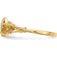 10K Tri-Color Gold Leaf Ring with Diamond-Cut Band