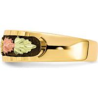 10K Tri-Color Gold Men's Antiqued Ring with Green and Pink Gold Accents