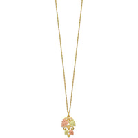 10K Tri-Color Gold Necklace with Leaf and Grape Pendant - 18" Chain