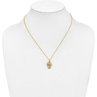 10K Tri-Color Gold Necklace with Leaf and Grape Pendant - 18" Chain