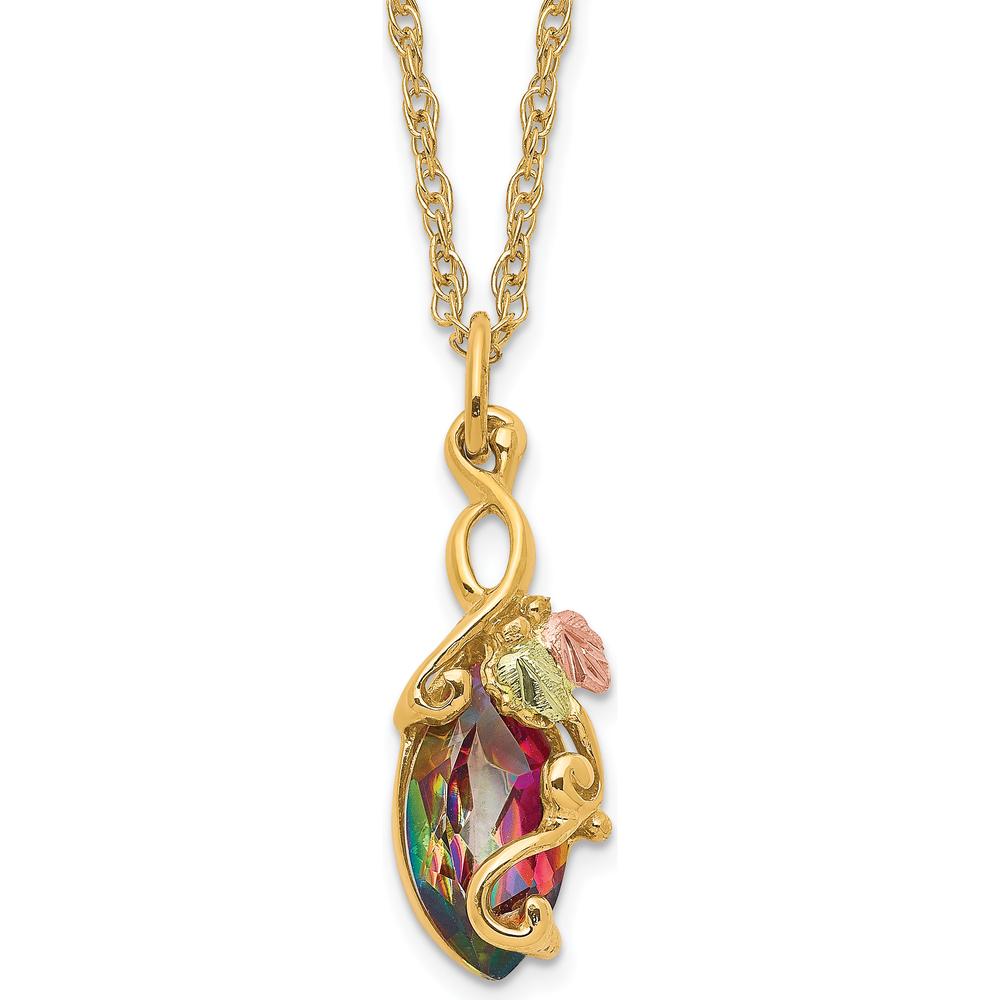 10K Tri-Color Gold Necklace with Multi-Color Mystic Topaz Pendant - 1.50 Carat Total Gem Weight