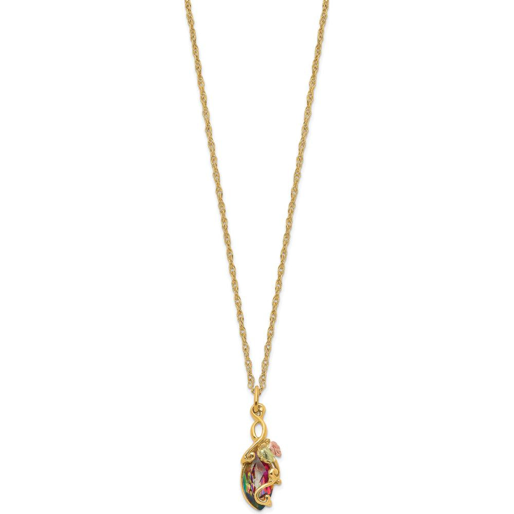 10K Tri-Color Gold Necklace with Multi-Color Mystic Topaz Pendant - 1.50 Carat Total Gem Weight