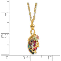 10K Tri-Color Gold Necklace with Multi-Color Mystic Topaz Pendant - 1.50 Carat Total Gem Weight