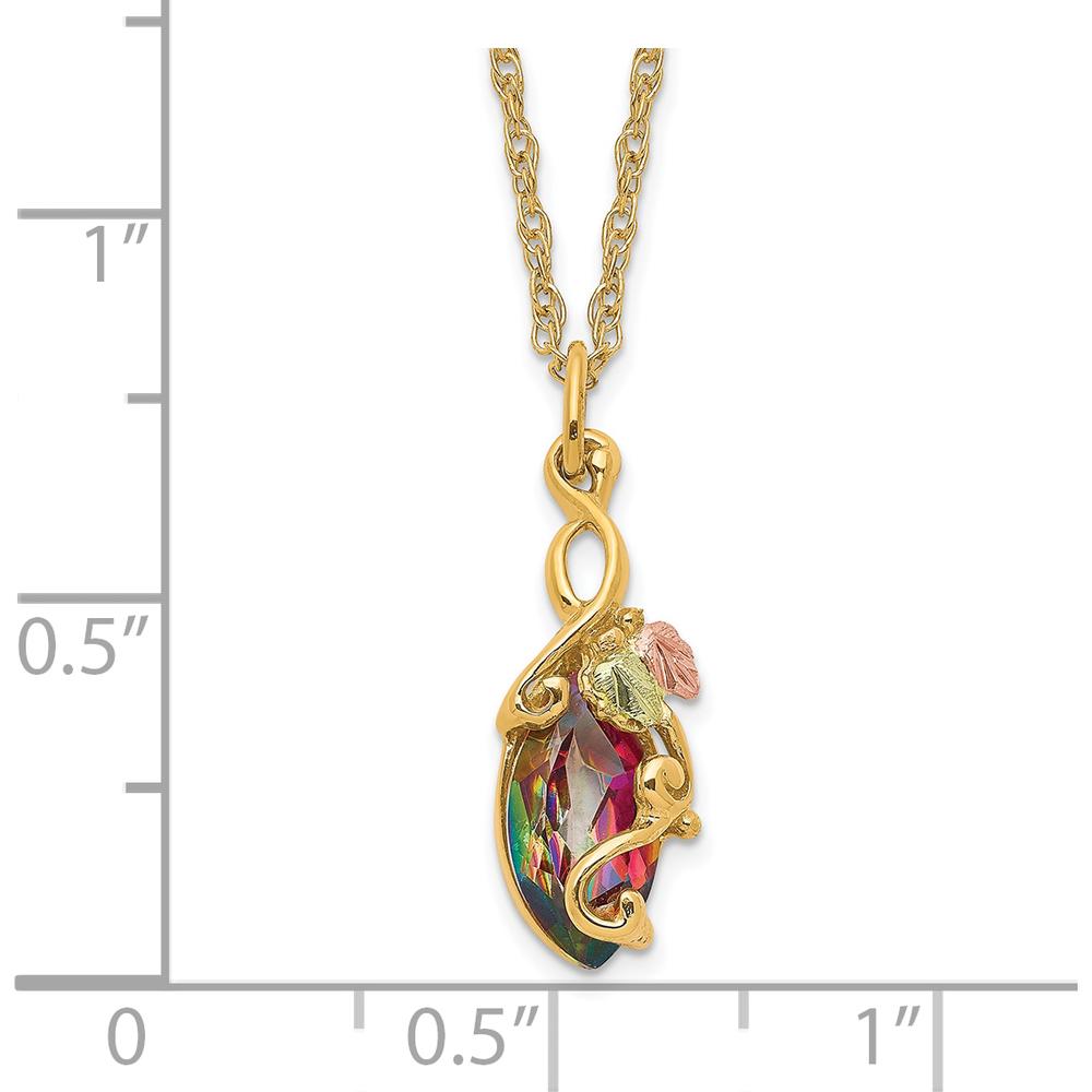 10K Tri-Color Gold Necklace with Multi-Color Mystic Topaz Pendant - 1.50 Carat Total Gem Weight