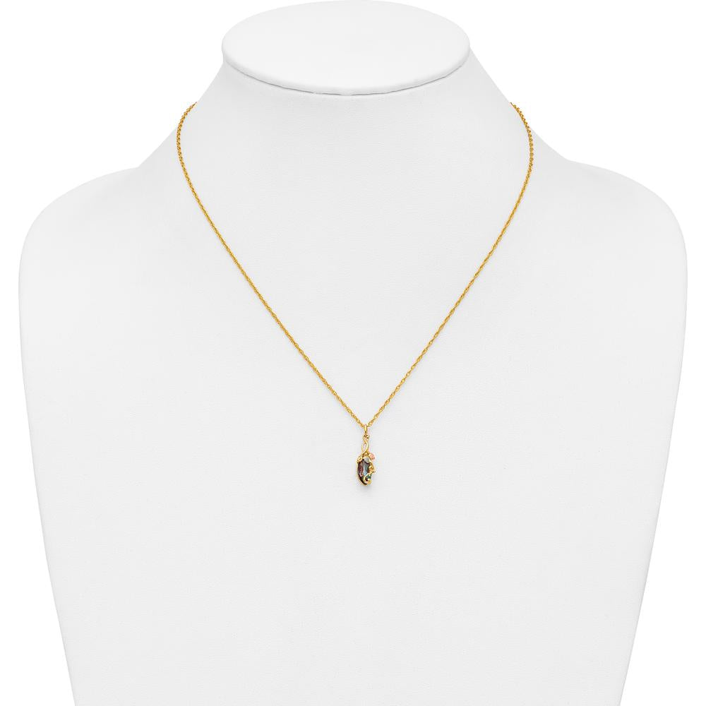 10K Tri-Color Gold Necklace with Multi-Color Mystic Topaz Pendant - 1.50 Carat Total Gem Weight