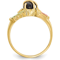 10K Tri-Color Gold Onyx Ring with Gold Accents - Polished Finish
