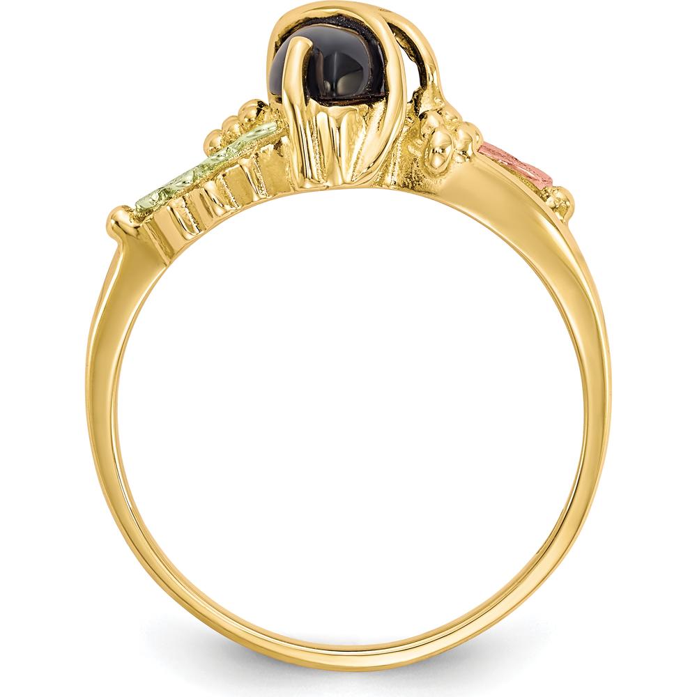 10K Tri-Color Gold Onyx Ring with Gold Accents - Polished Finish